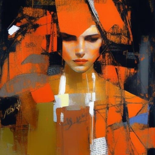 Abstract Portrait in Shades of Orange