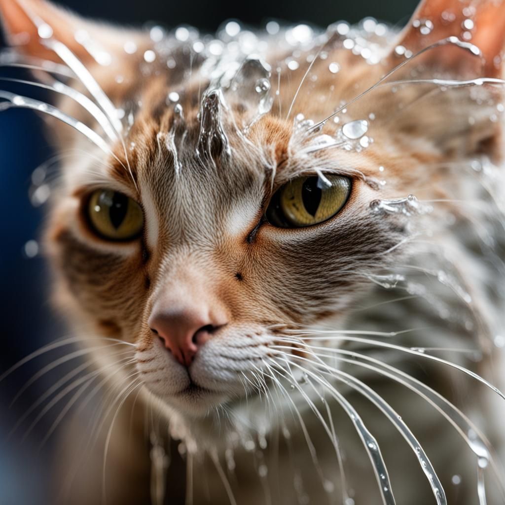 Humorous Image of a Wet Cat