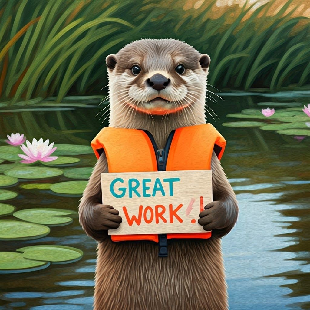 Whimsical Otter Celebrates Great Work in a Scenic Riverside...