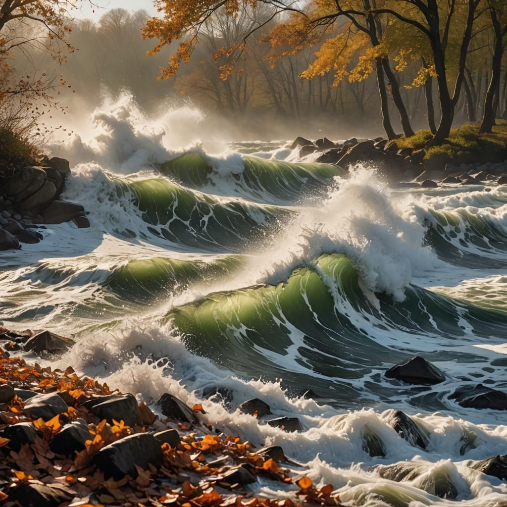 Spectacular Wave Photography with Leaves and Snow