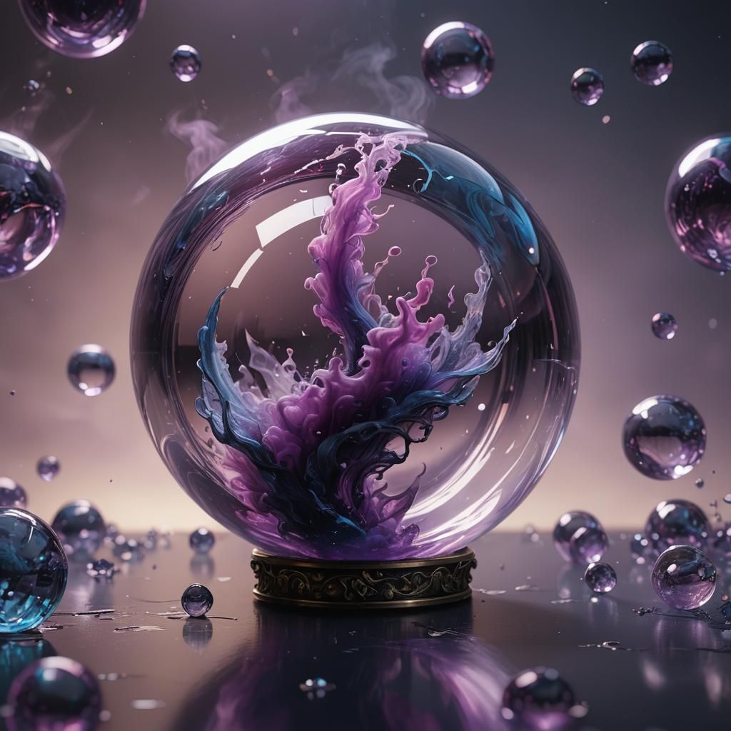Purple Smoke and Blue Crystal Sphere