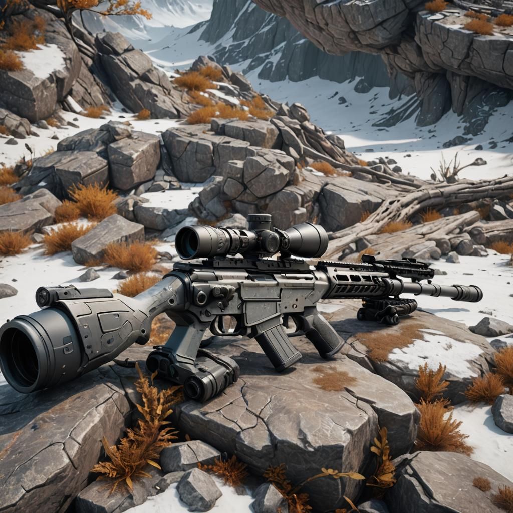 Detailed Sniper Rifle on White Background