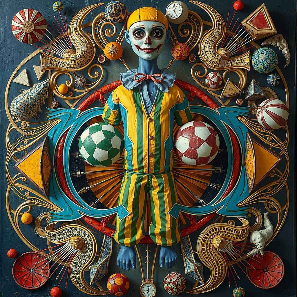 Vibrant Geometric Harlequin in Hypnotic Visual Maze