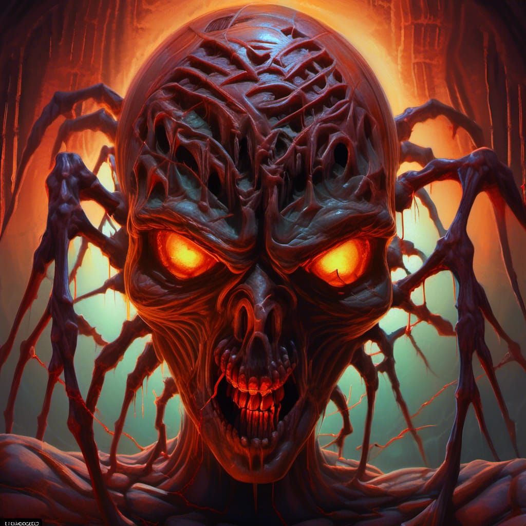 Scary Jack-O-Lantern with Undead Aura in Surrealist Style