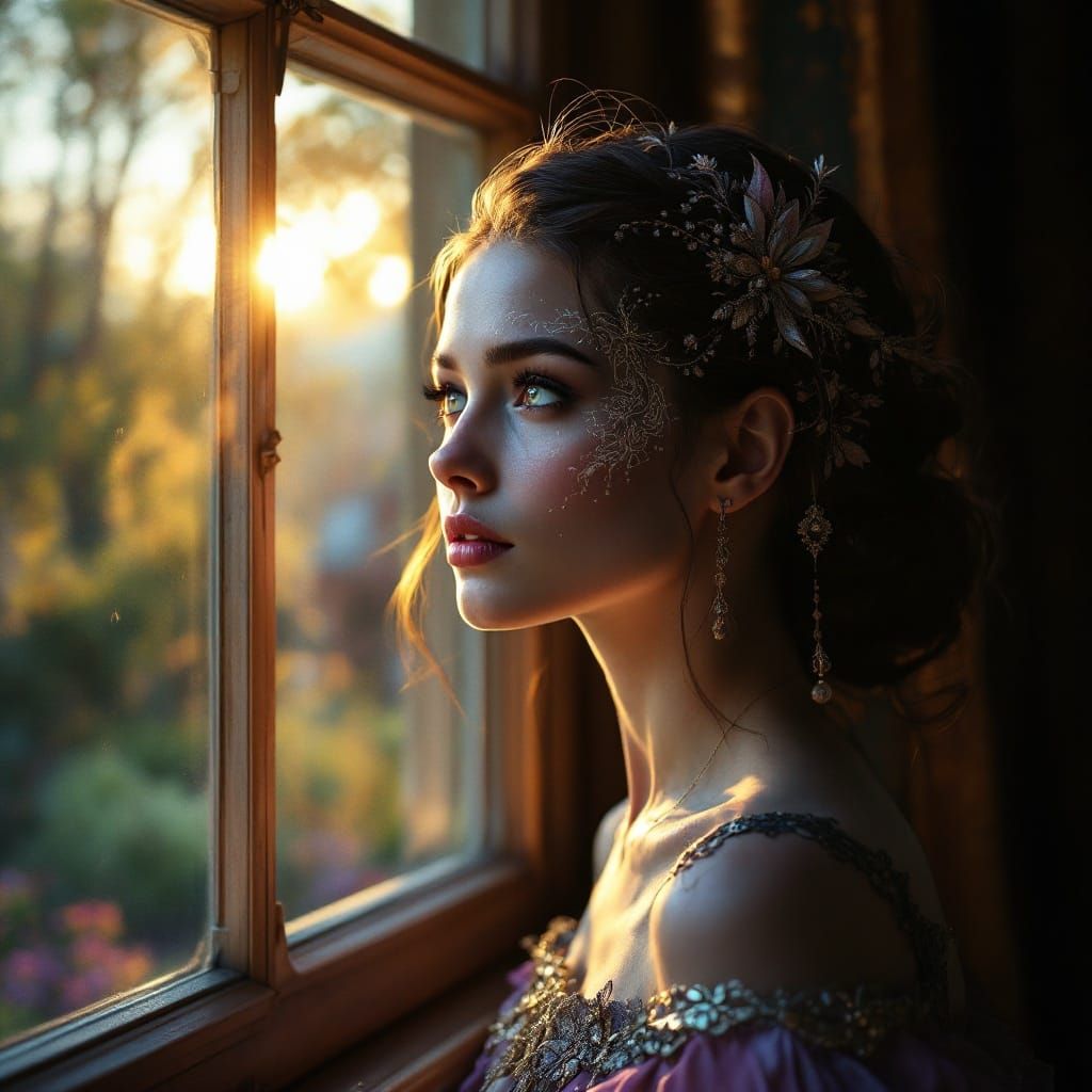 Serene Village Green Portrait in Dreamy, Ethereal Style