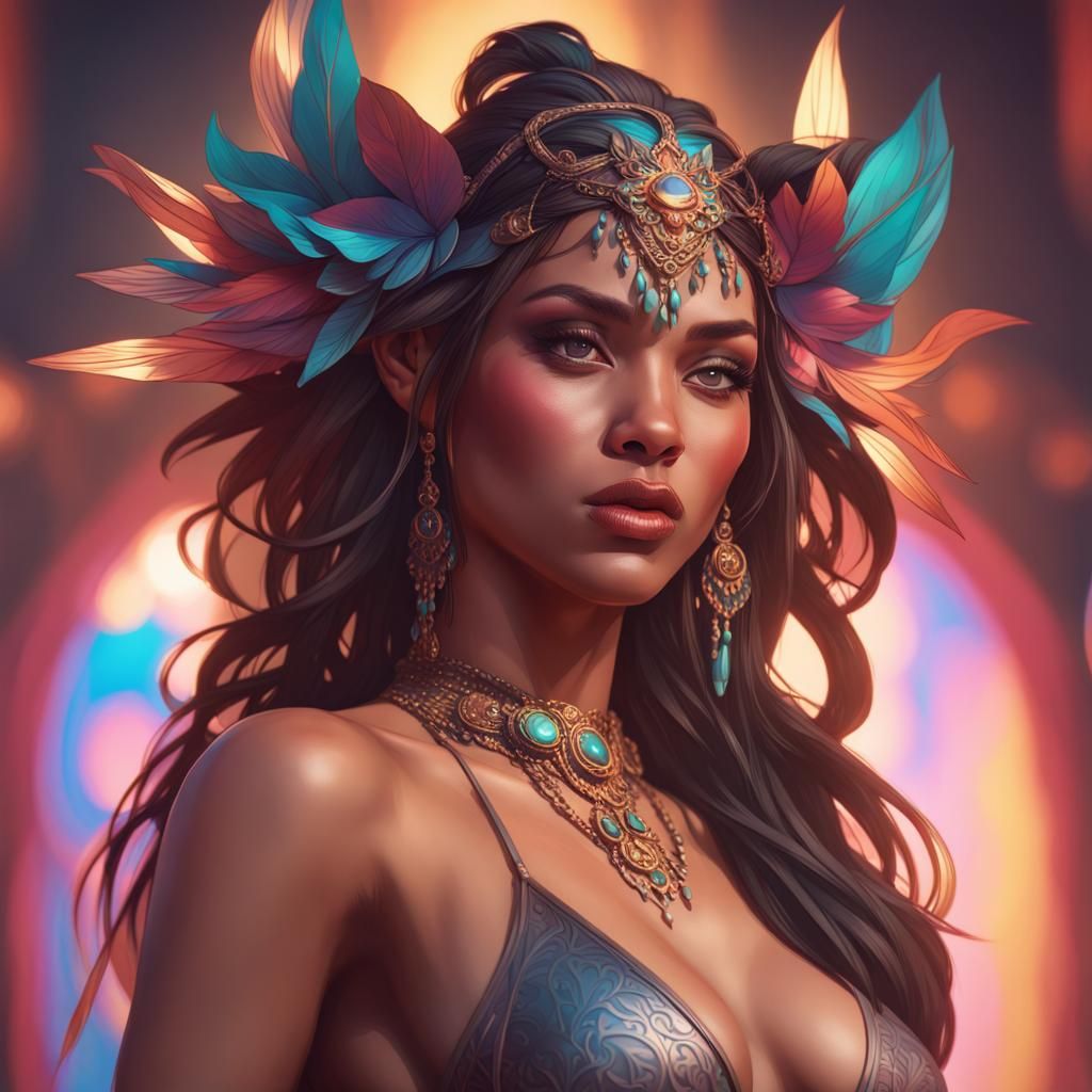 Exotic Dancer Portrait in Hyperdetailed Art Style