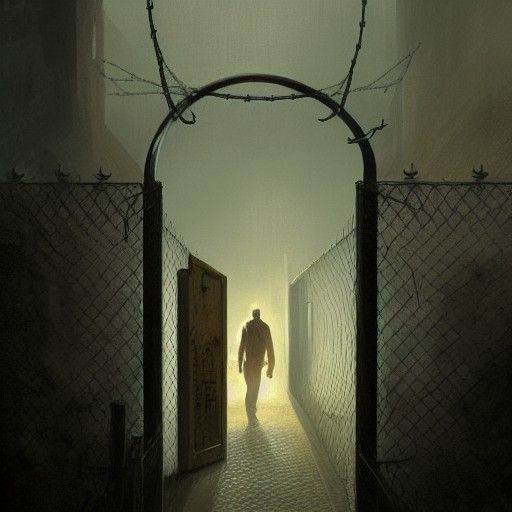 Sinister Prison Break in Dark Fantasy Style