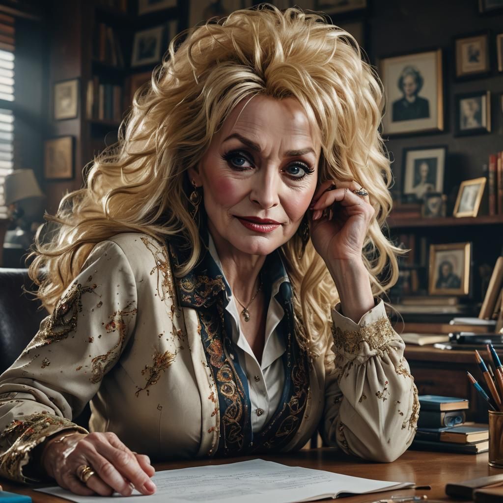 Dolly Parton Portrait in Study: Hyperrealistic Art