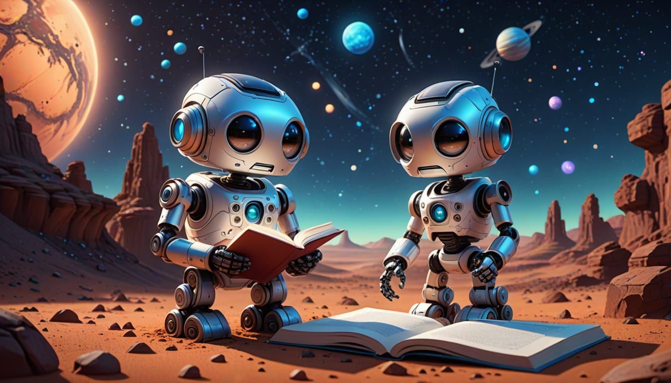 Cute Robot Exploring Mars Galaxy Gallery