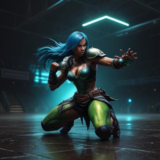 Katarina Alves Fighting Stance in Misty Arena