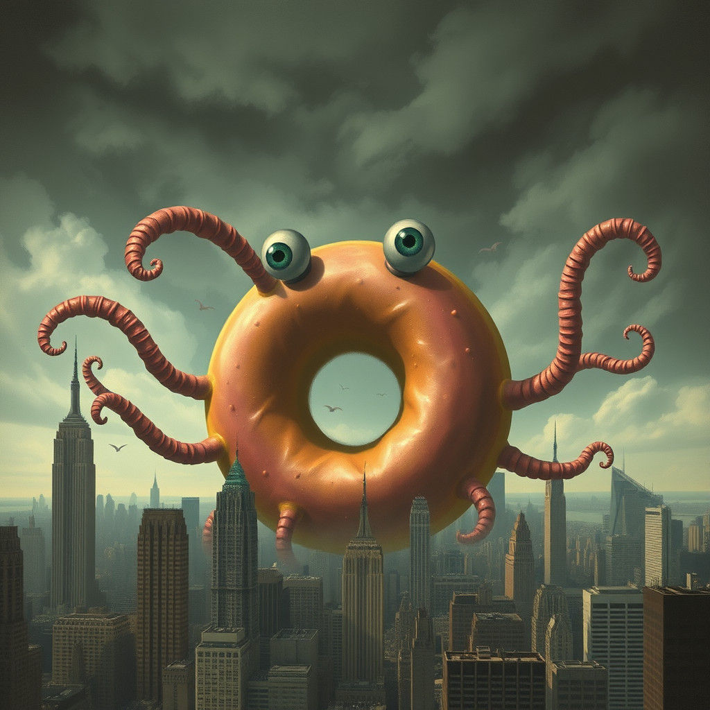 Donut Monster Attacks New York: Massurrealist Art