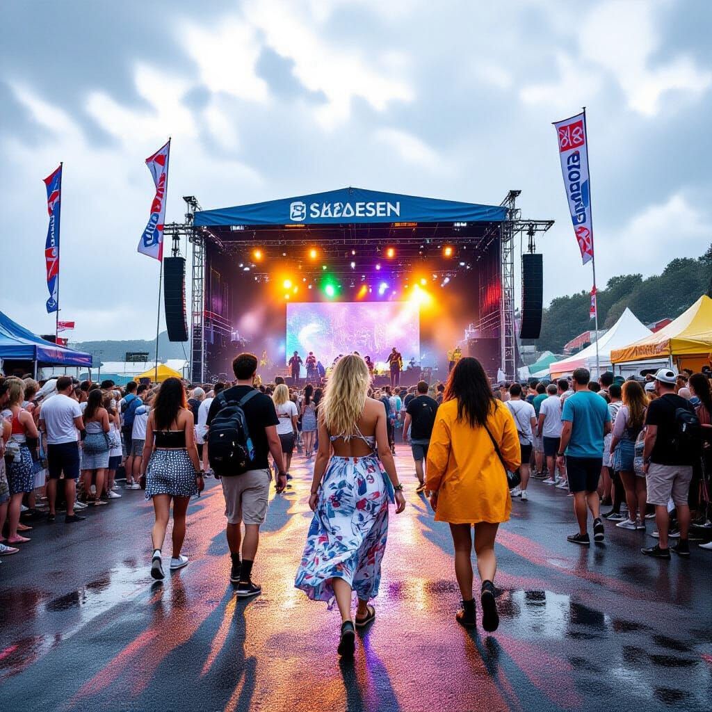 Summer Music Festival in Stormy Seaside Port