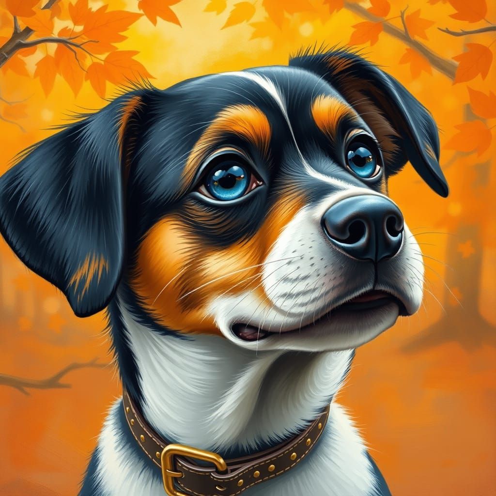 Expressive Dog Portrait in Impressionist Style