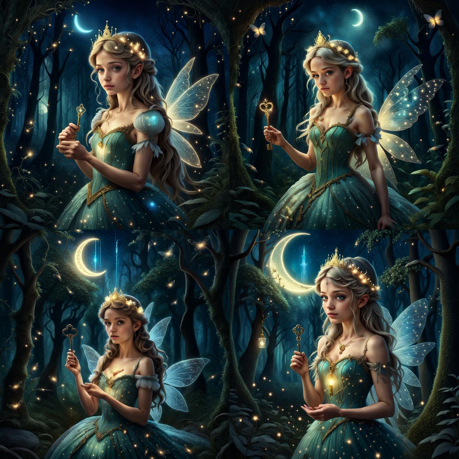 Fairy Princess with Key in Enchanted Forest