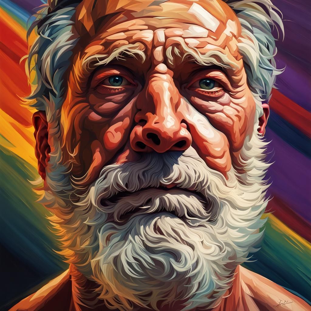 Hyperrealistic Portrait of an Older Bearded Man