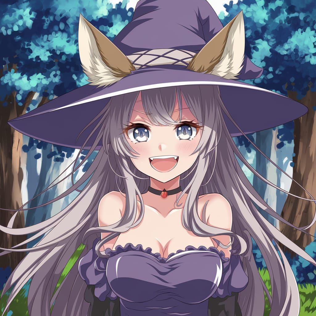 Anime Witch Key Visual in Forest Setting