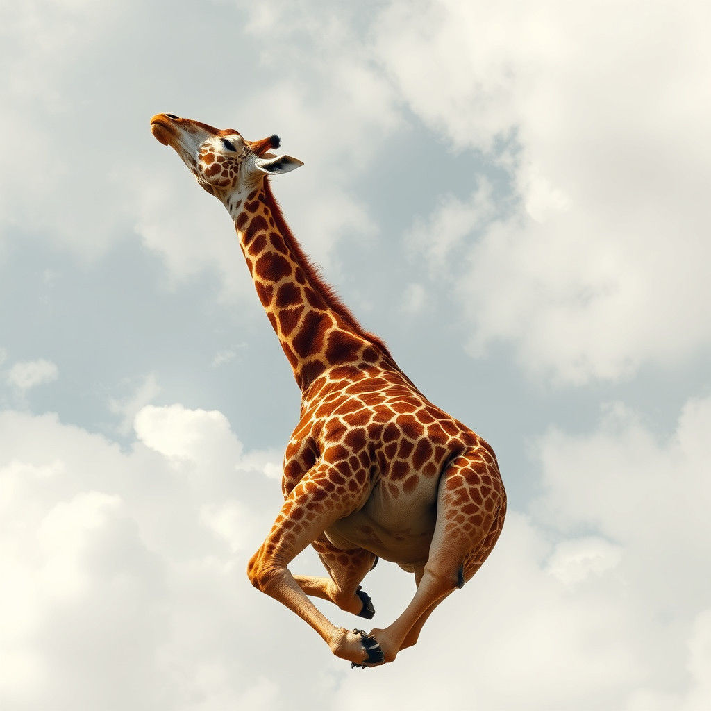 Cloud Giraffe Soaring to the Sky