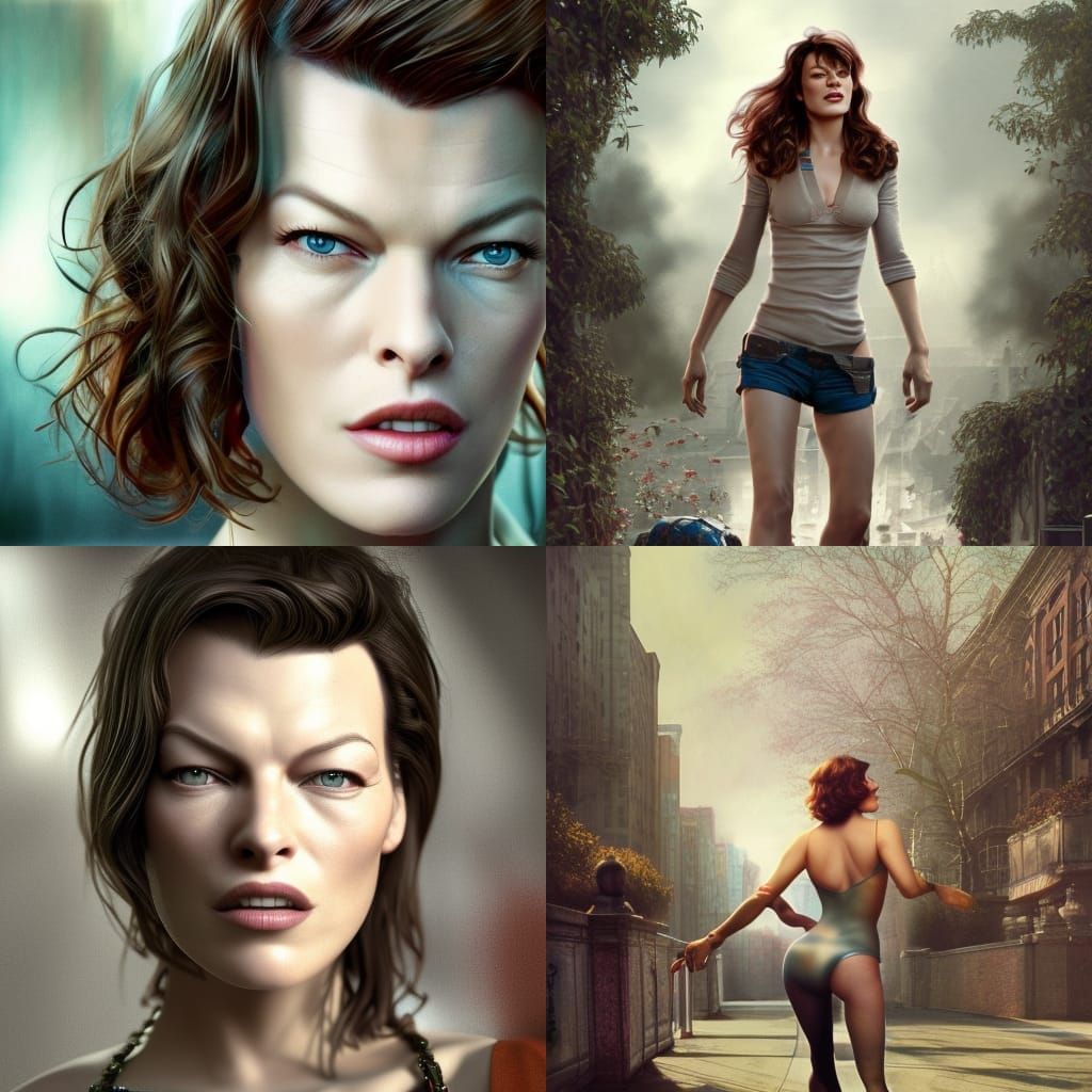 Portrait of Woman in Park as Digital Art