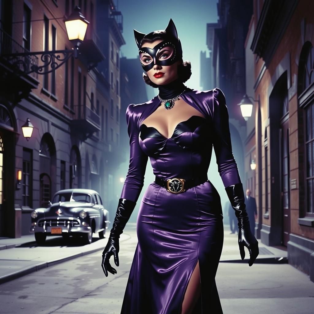 Catwoman in 1940s Film Noir Style
