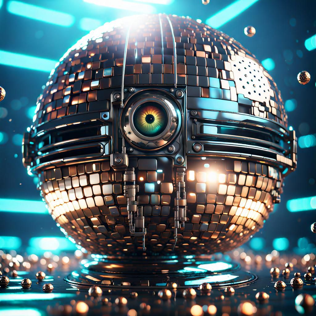 Underwater Sci-Fi Disco Ball with Intricate Mech Details