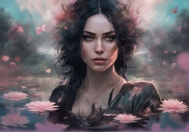 Water Reflection Portrait Generated by AI