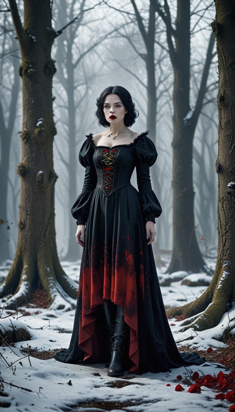 Snow White in Enchanted Forest: Dark Gothic Portrait