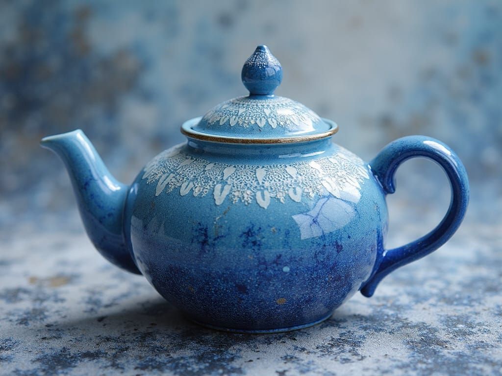 Phthalo Space Cadet Cornflowerwhiteblackfield Indigo Scuzzle Teapot