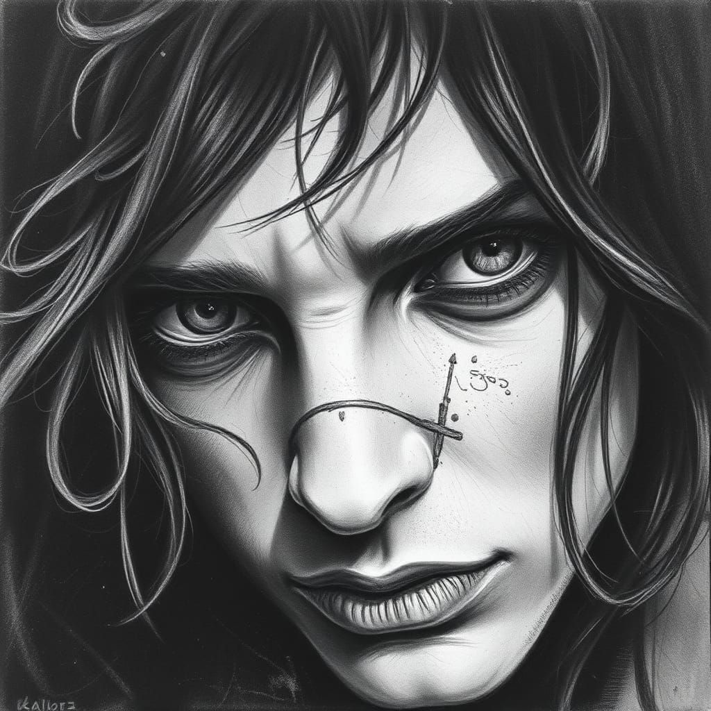 Hyperdetailed Charcoal Drawing: Captivating Art