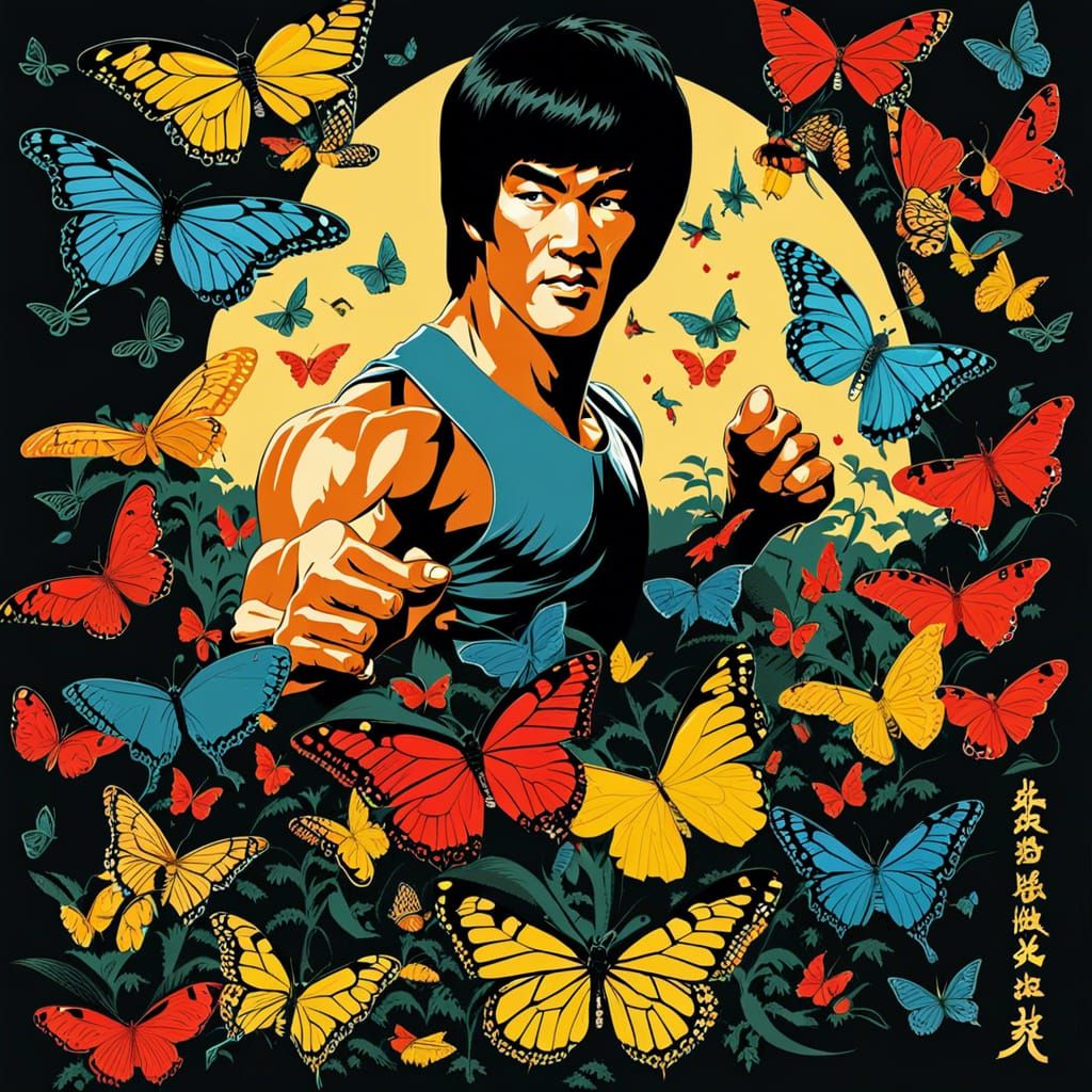 Bruce Lee Kicking Butterflies in Action
