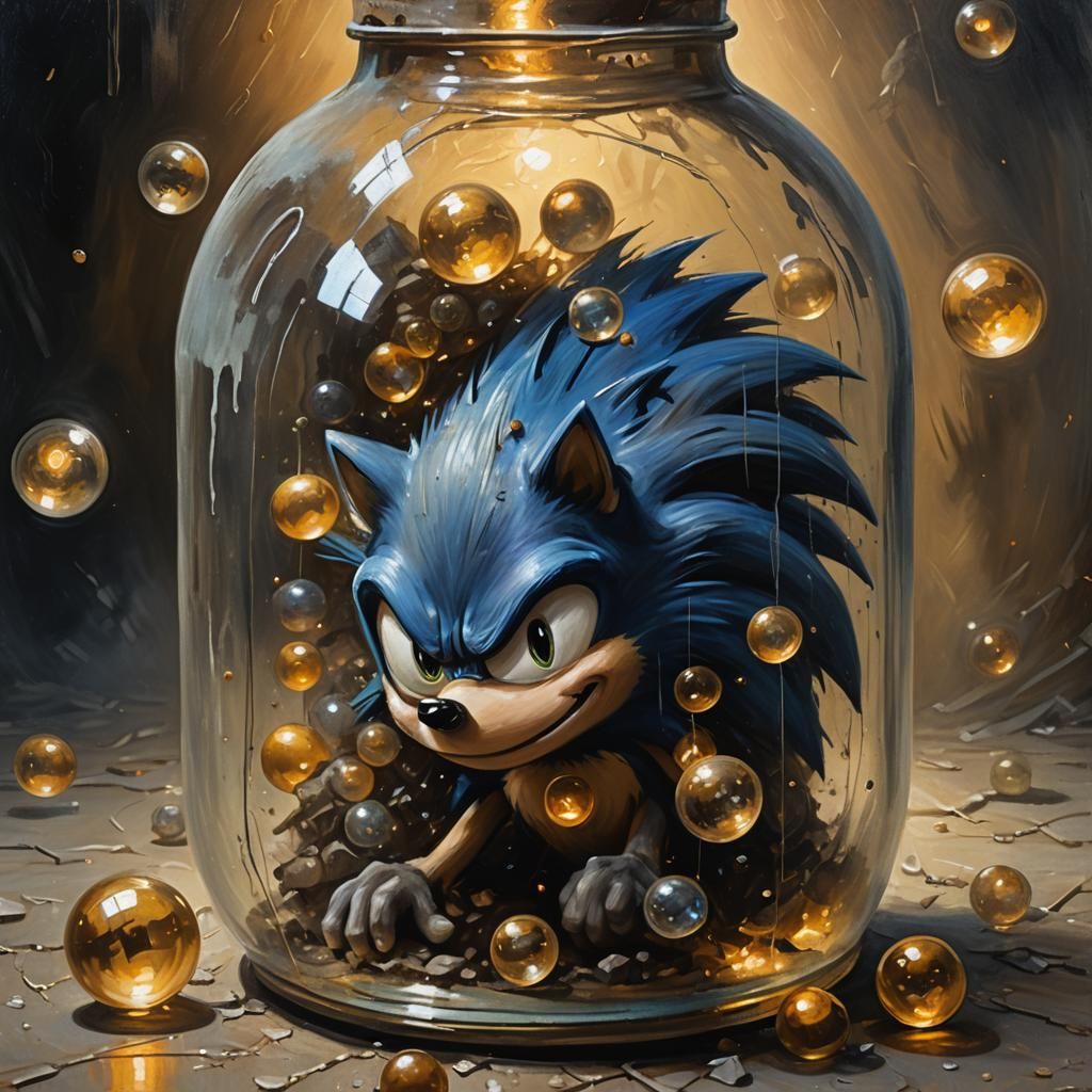 Sonic in a Bottle: Dark Fantasy Oil Painting