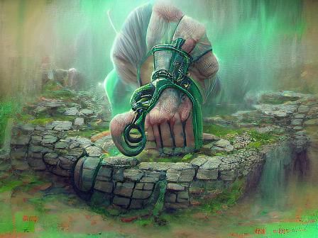 High Fantasy Figure Breaking Stone Shackles