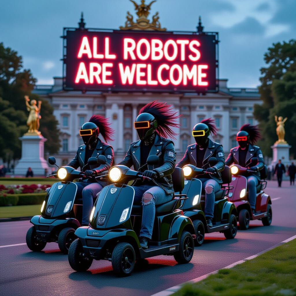 Robots on Scooters Invade Buckingham Palace