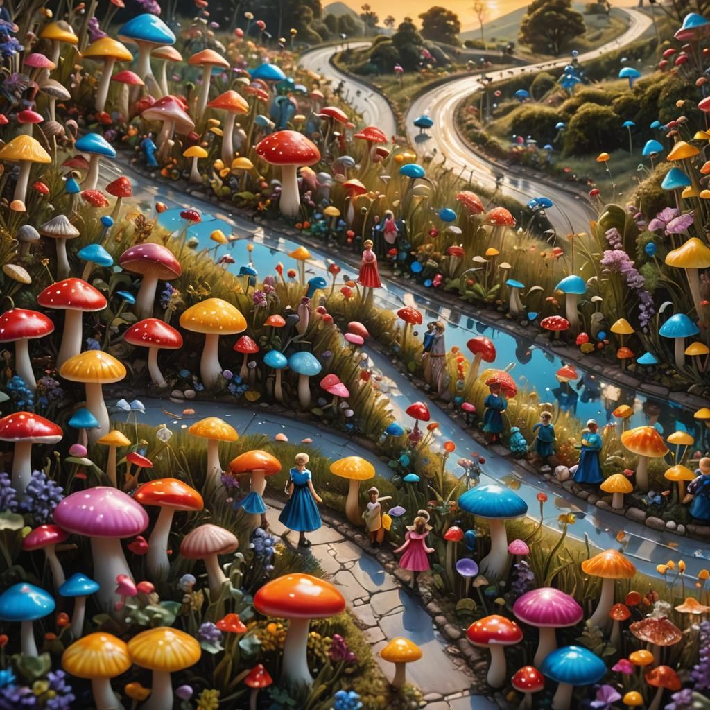 Enameled Glass Figurines on Sky Road: Maximalist Photography