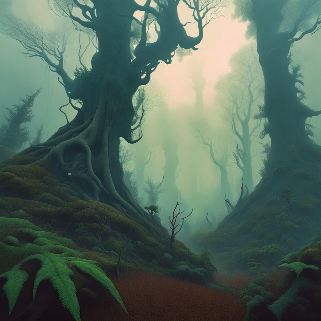 Surreal Forest Landscape in Fantasy Art Style