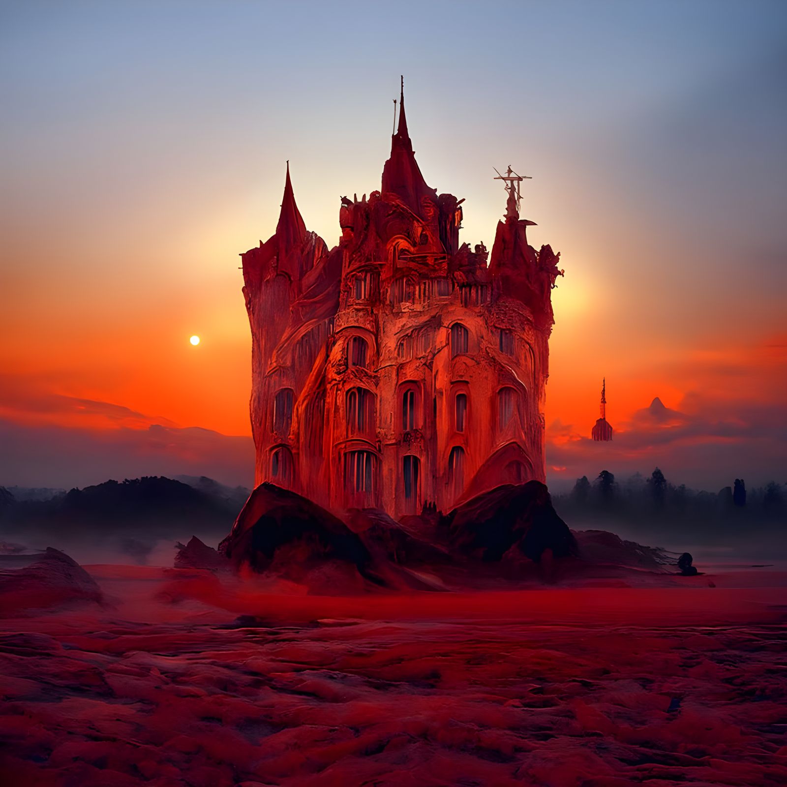 High Fantasy Castle Photoillustration in Romanticism Style