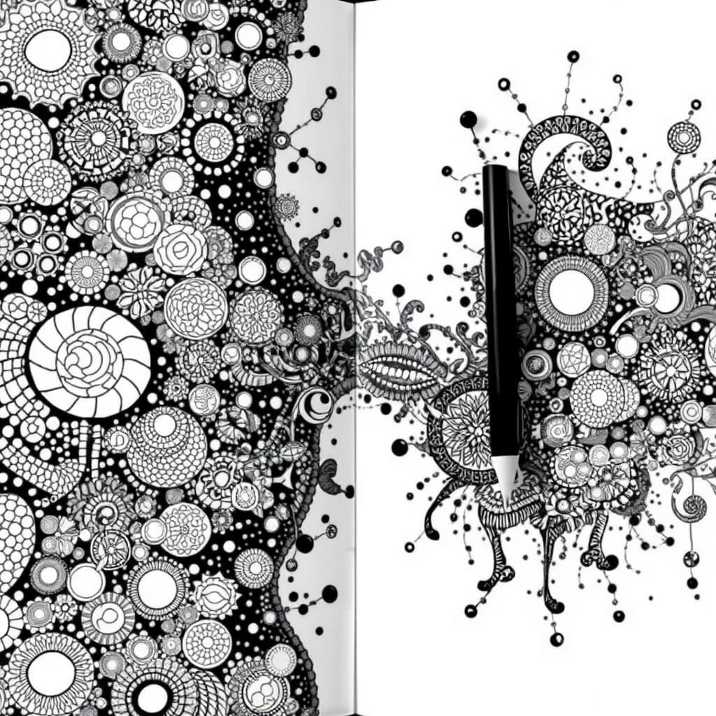 Intricate Black and White Doodle Drawing