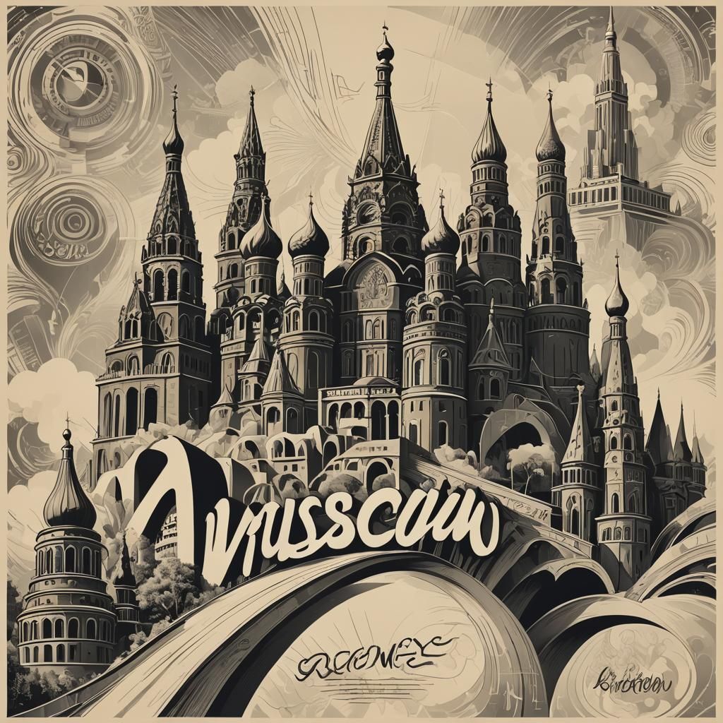 Vintage Russian Propaganda Poster in Brutalist Style