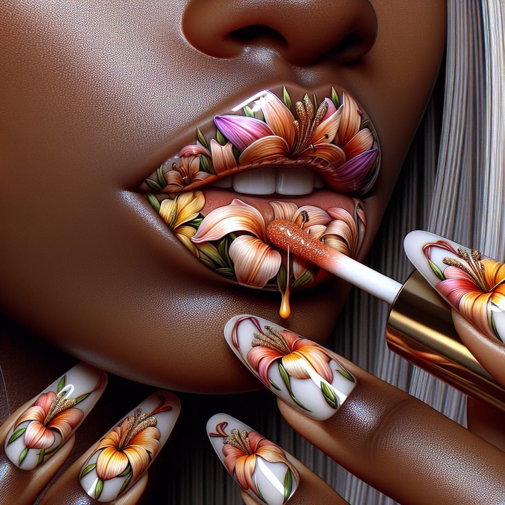 Easter Lily Lips: 3D Graffiti Art Illustration