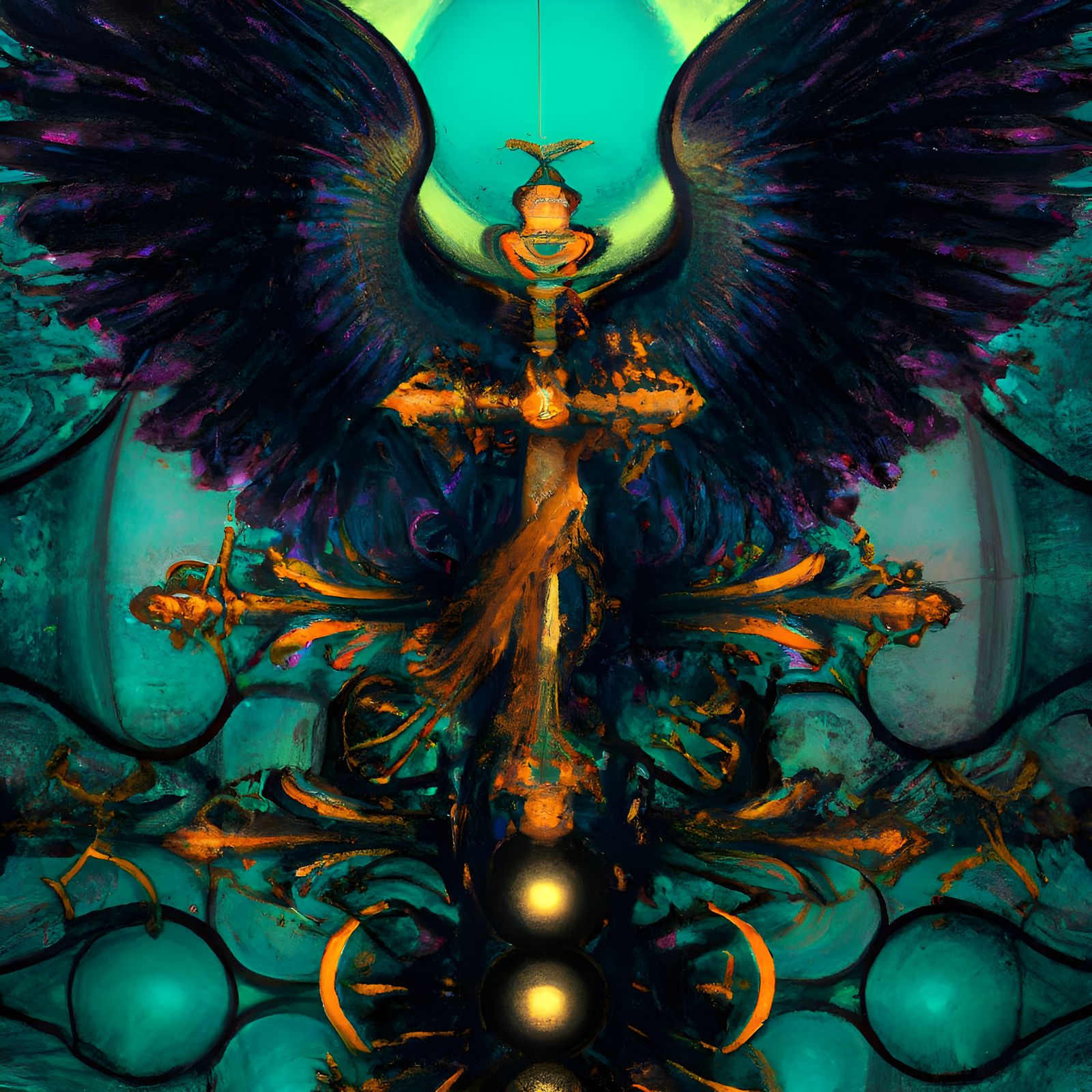 Illuminated Angel in Geometric Fractal Art
