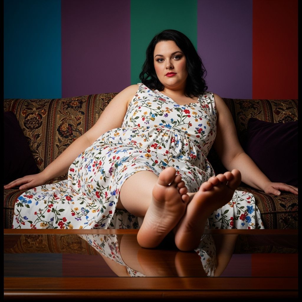 Woman Relaxing on Sofa in Hyperrealistic Style