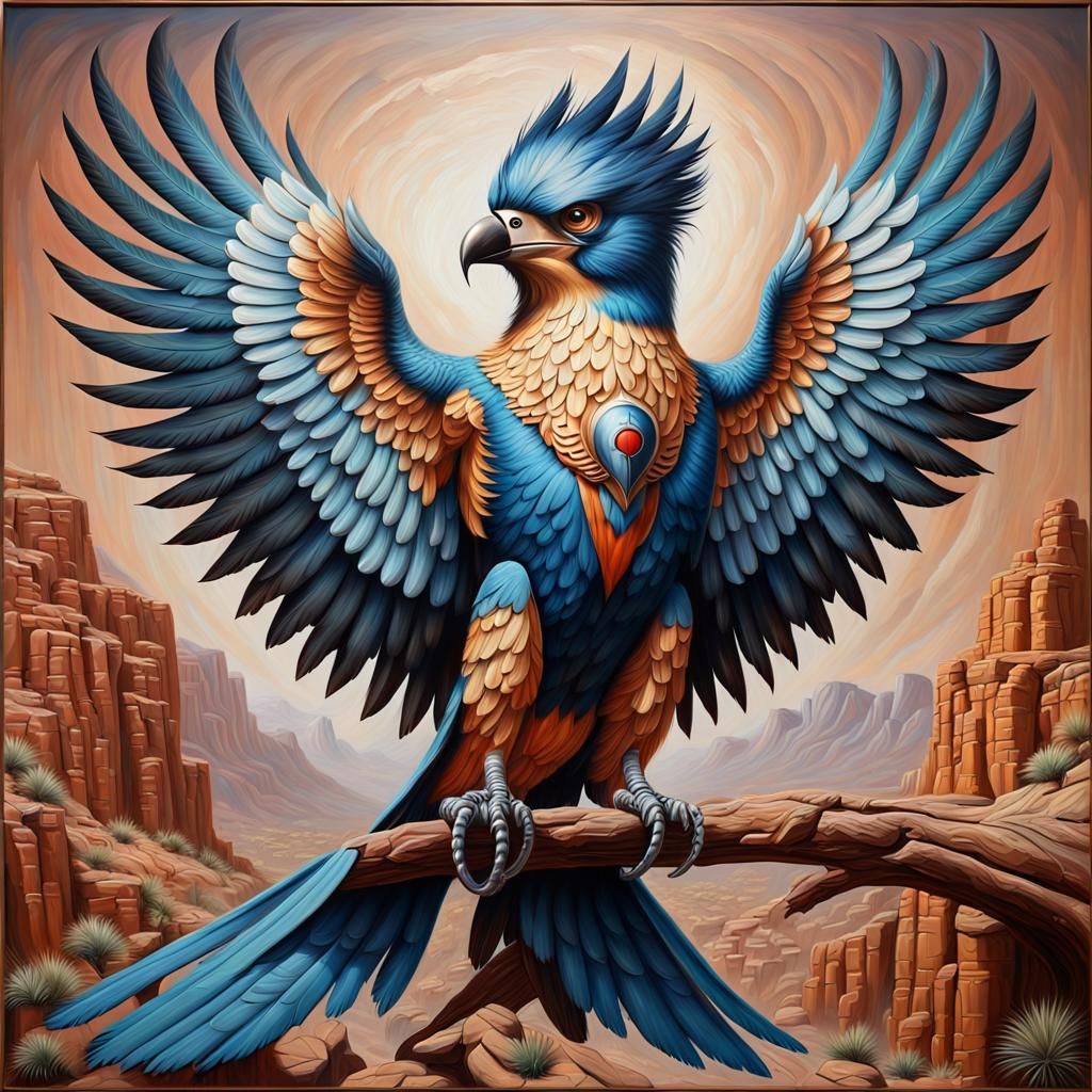 Detailed Thunderbird in Oil Painting Style