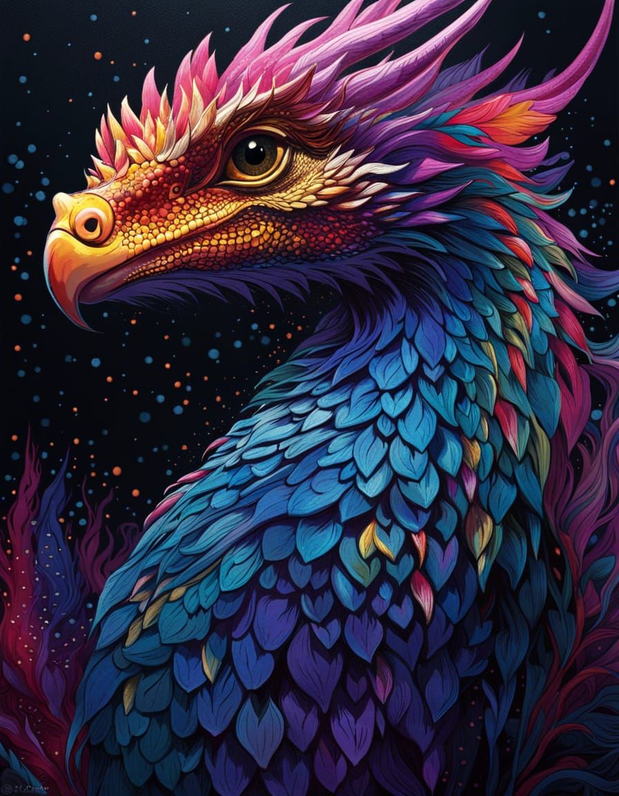 Dragon Lava Lamp Digital Art with Intricate Details