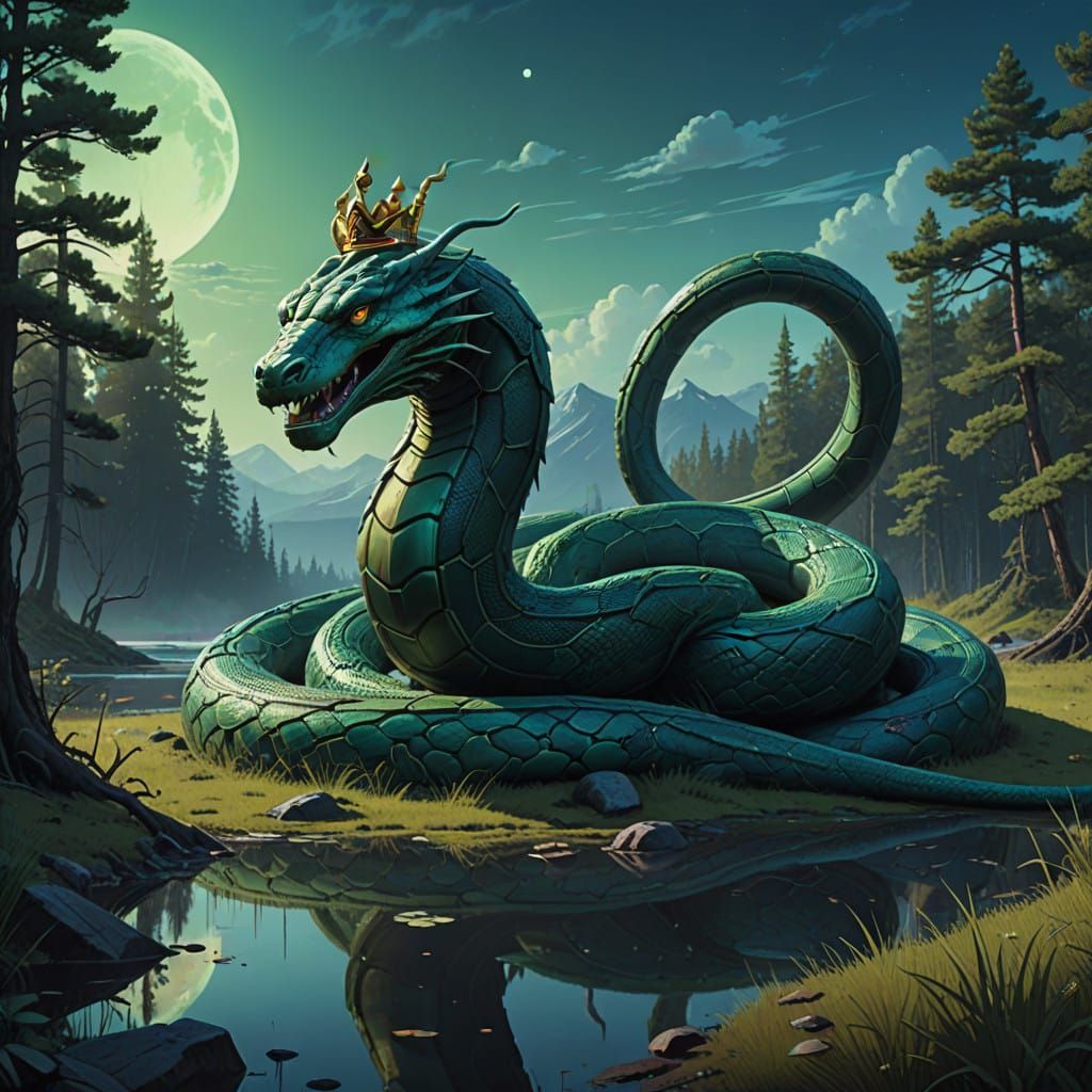 Majestic Iridescent Serpent in Regal Attire