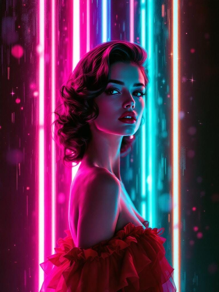 Neon Rain: Impressionist Painting with Plasma Light Streaks