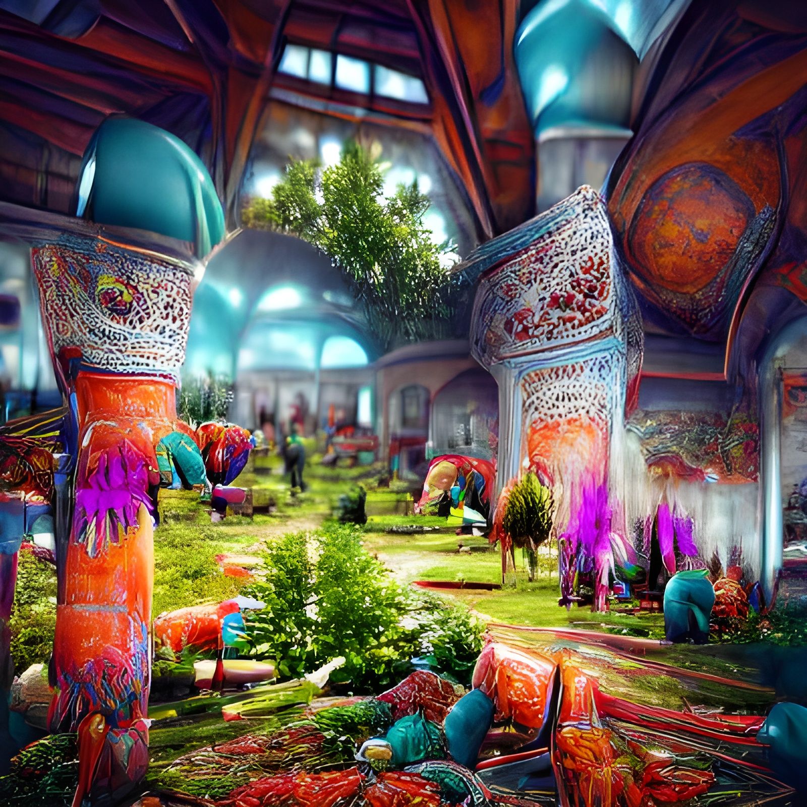 Psychedelic Ottoman Garden with Bazaar and Ornaments