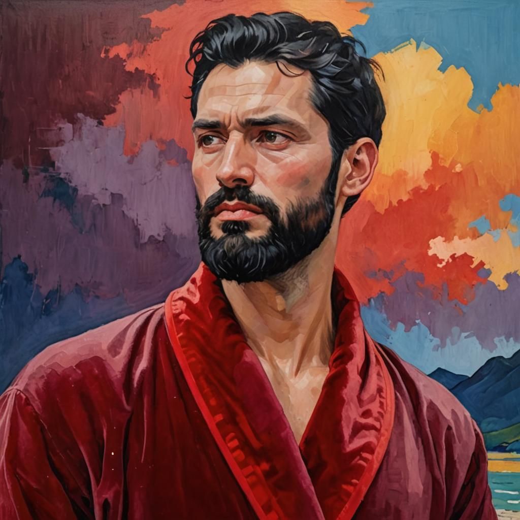 Pensive Man in Velvet Robe, Neo-Impressionism
