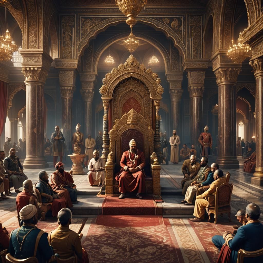 Indian Maharaja Holding Court in Palace