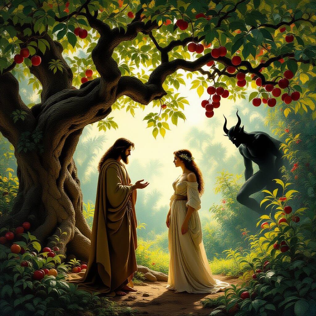 Adam and Eve in the Garden of Eden, Baroque Style