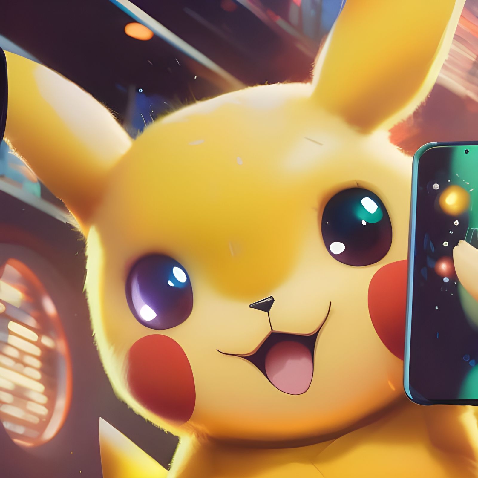 Adorable Chibi Pikachu Selfie: Fantasy Art Portrait