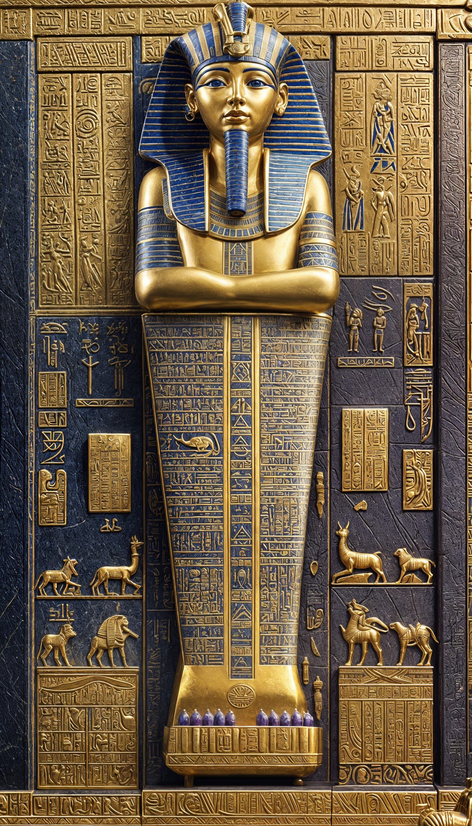 Ancient Egyptian Coffin Portrait in High-Realism Style